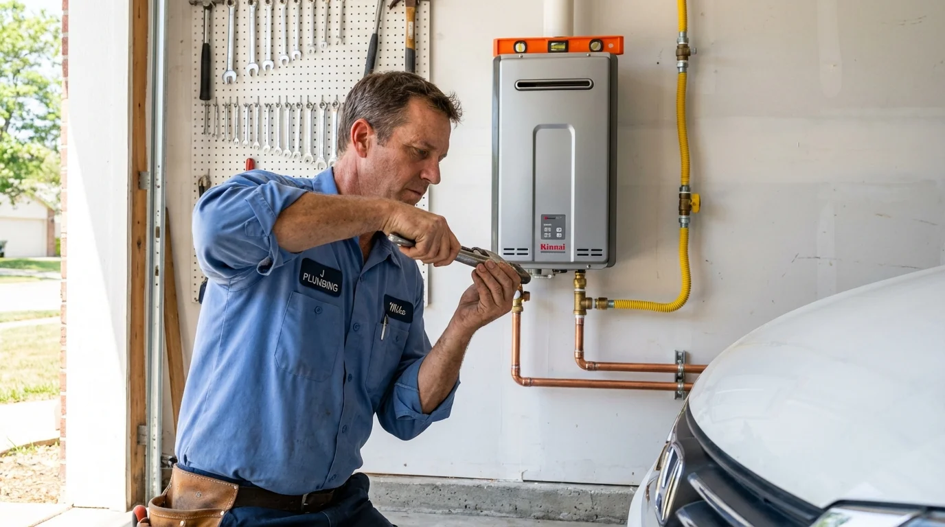Tankless water heater installation by a Johns Plumbing LLC plumber in Hamlin